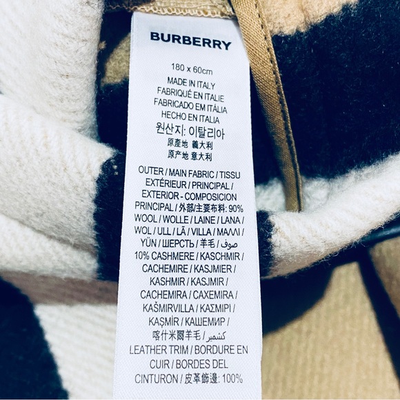 BURBERRY ICON STIPE WOOL CASHMERE JACQUARD WRAP / STOLE. - Picture 12 of 13